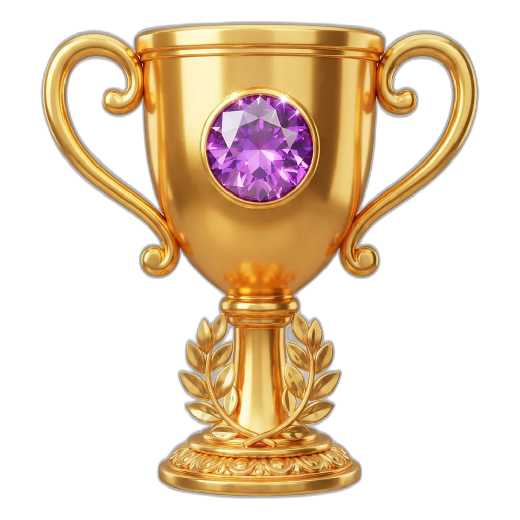 Gold trophy with an amethyst for the 6 Club VIP levels